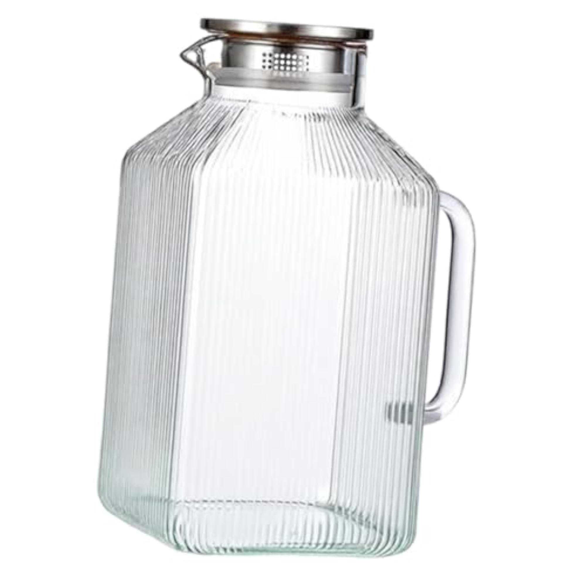 Glass Pitcher Water Juice Jug with Clear Handle, 3800ml